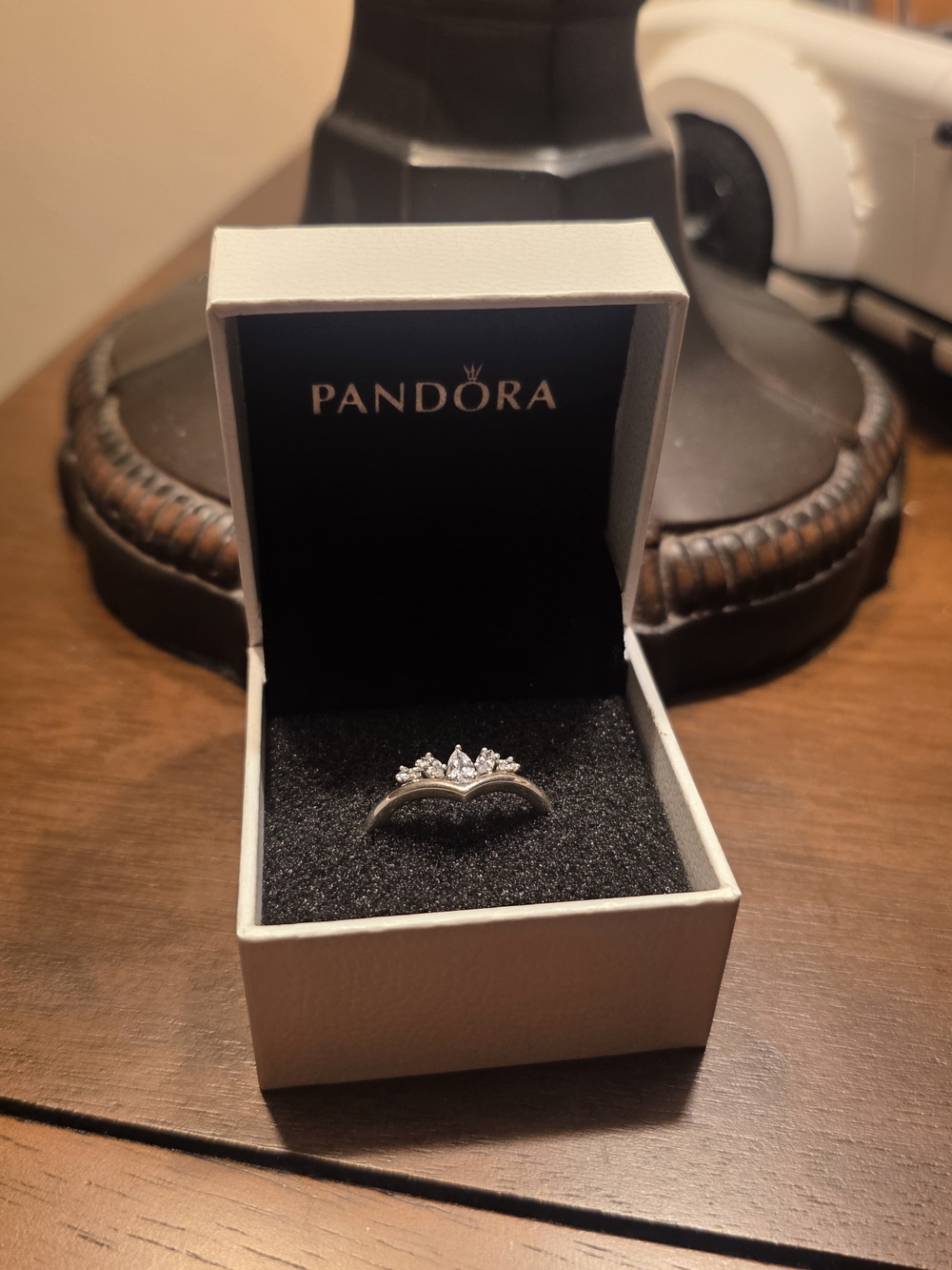 Authentic Pandora Sparkling Wishbone Ring S925 ALE Size 60 (US 9) w/ Original Bo